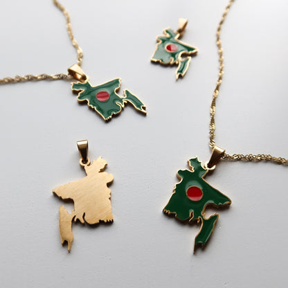 Bangladesh 'Flag' Map Necklace