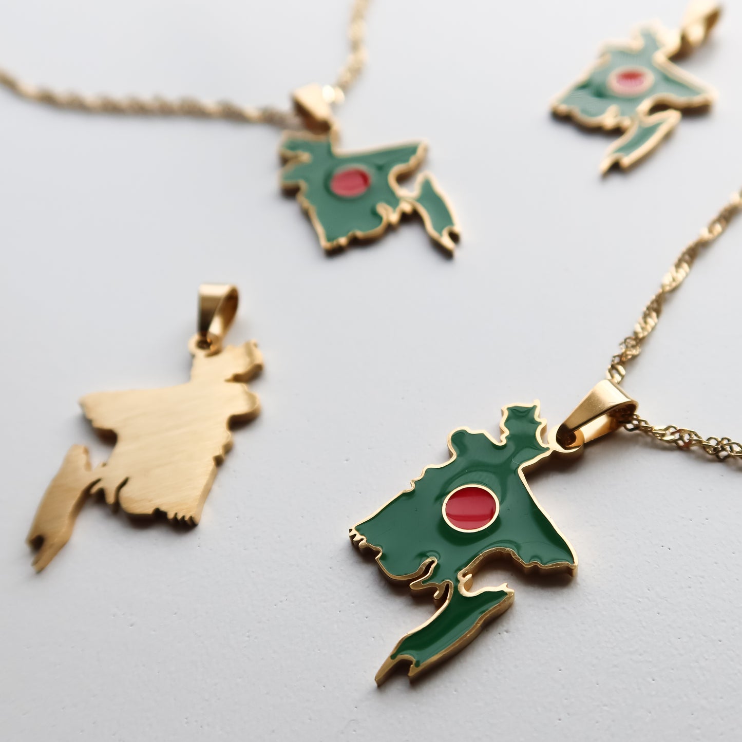 Bangladesh 'Flag' Map Necklace