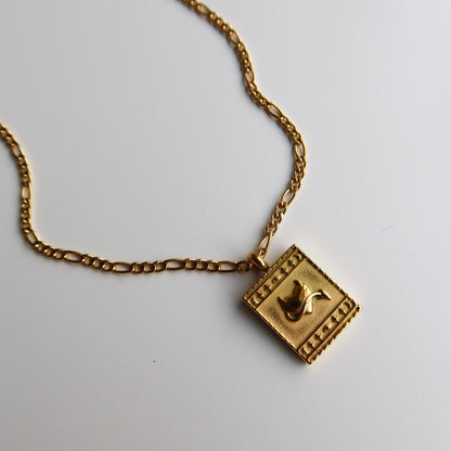 Gold Rectangle Devil Heart Necklace