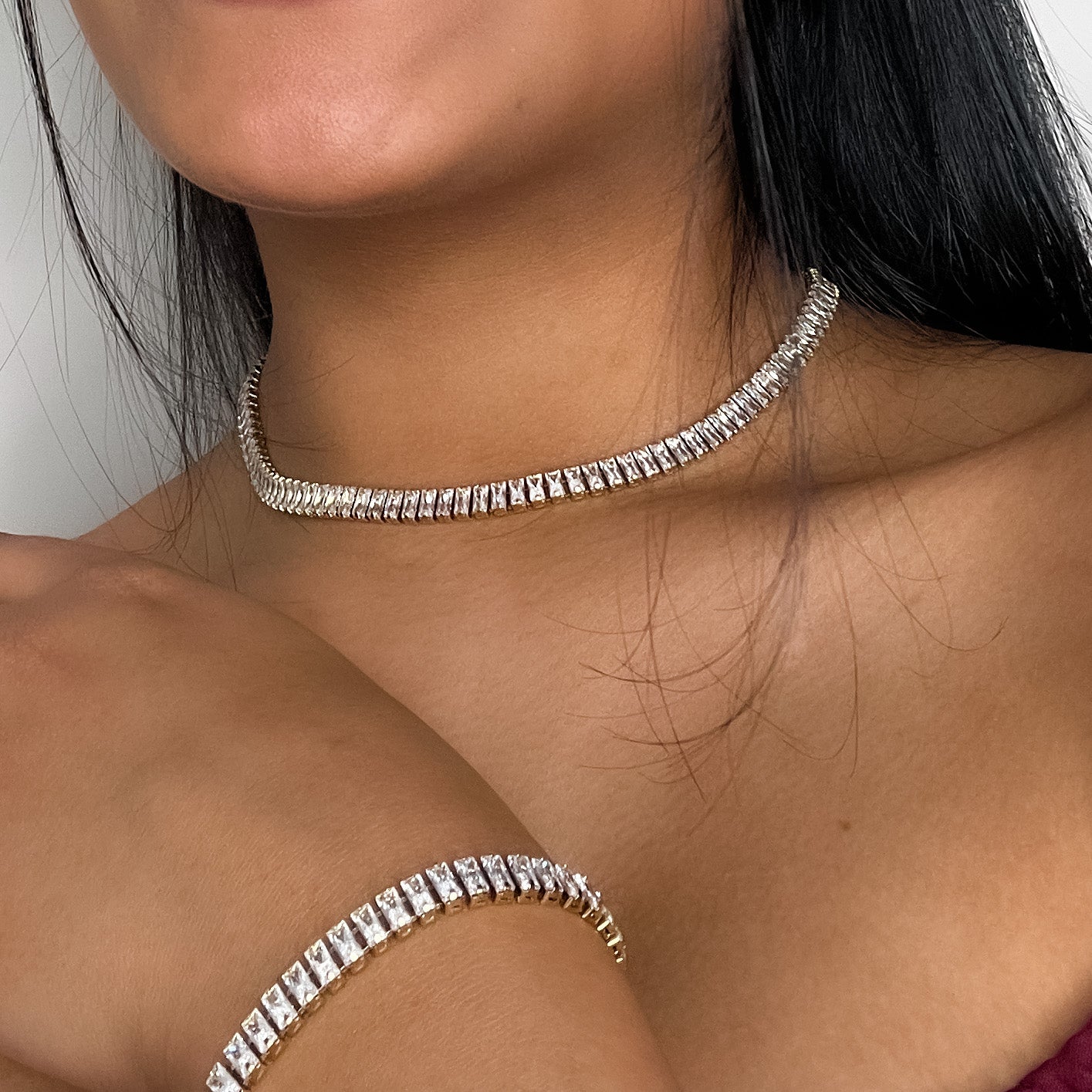 Crystal Tennis Choker Necklace