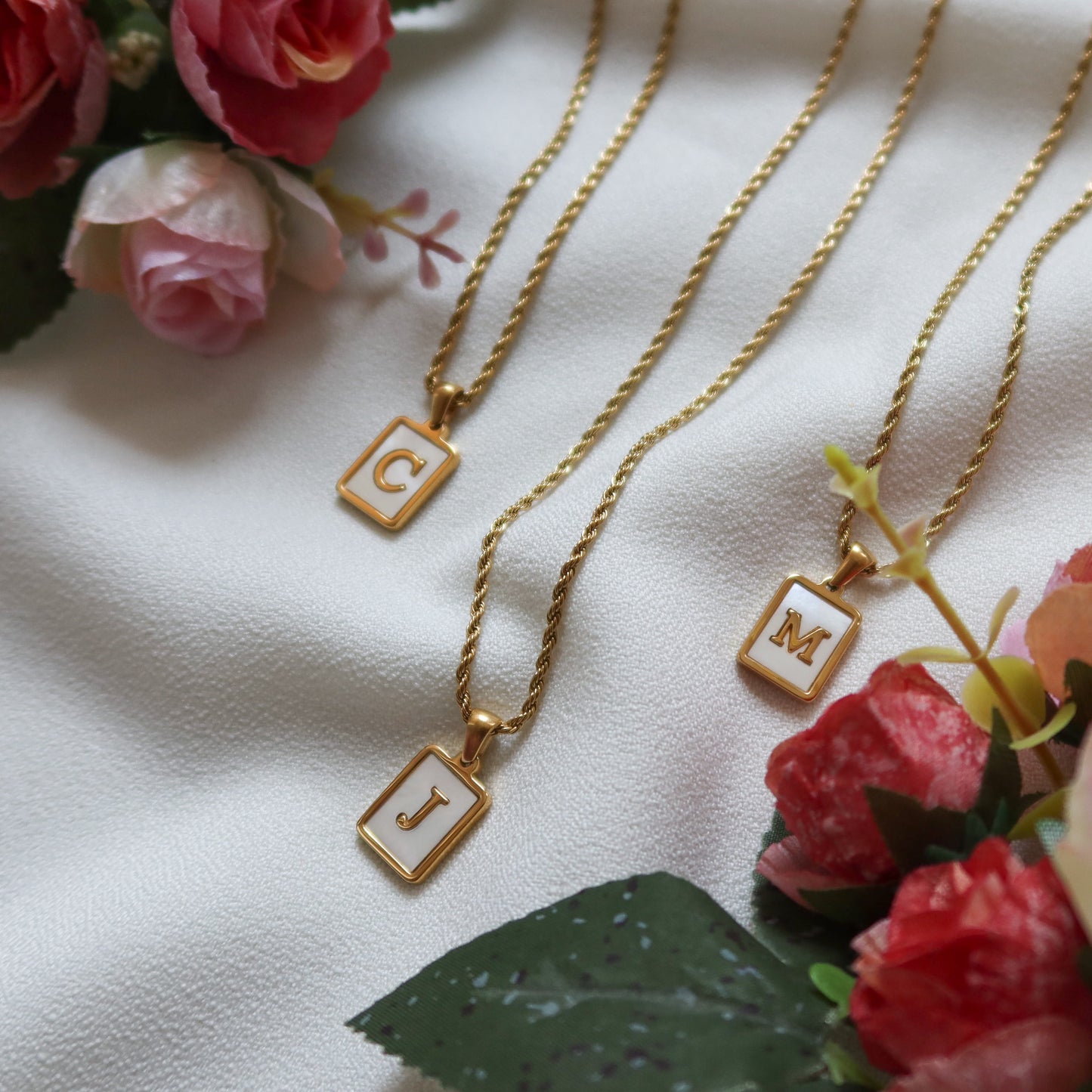 Gold Iridescent Initial Necklace