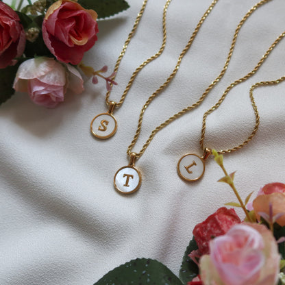 Gold Iridescent Initial Necklace