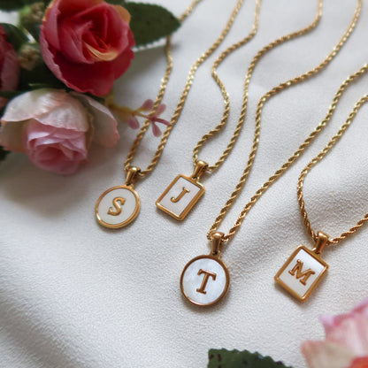 Gold Iridescent Initial Necklace